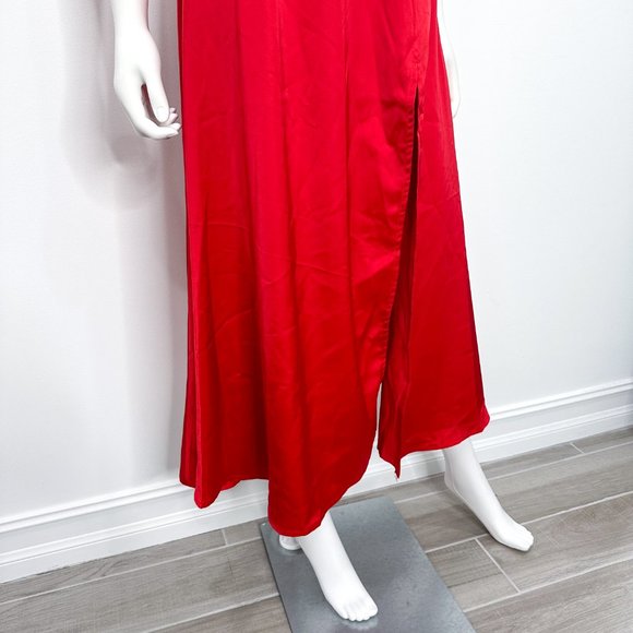 Alamour The Label Tonia Bustier Corset Lace Accent Slit Midi Dress in Red Size M - Picture 9 of 16